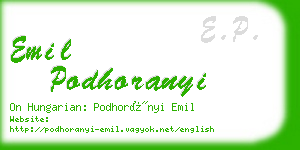 emil podhoranyi business card